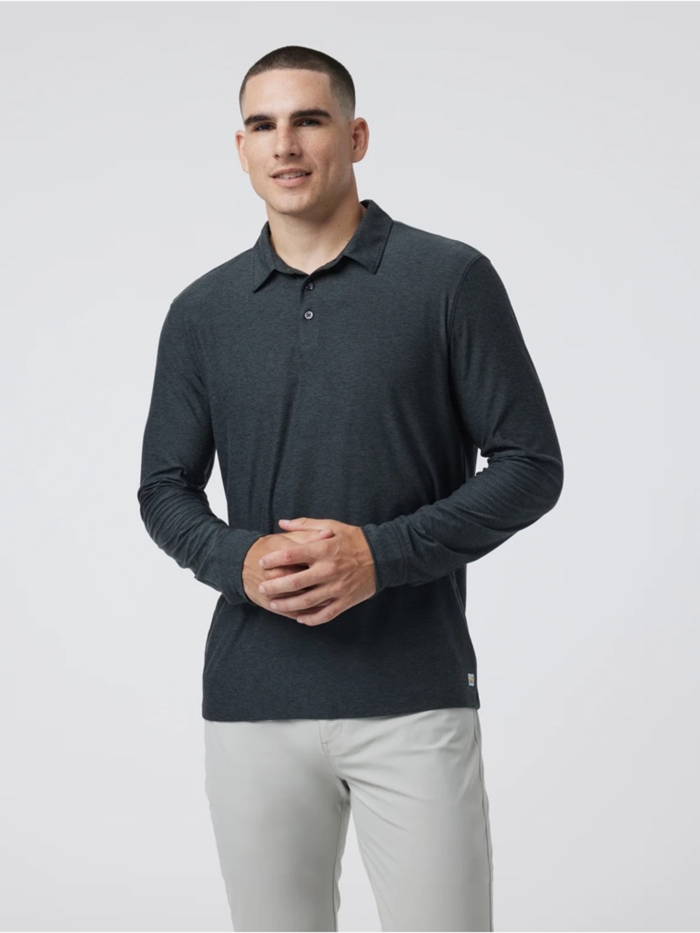 Vuori Men's Long-Sleeve Polo Shirt - Charcoal